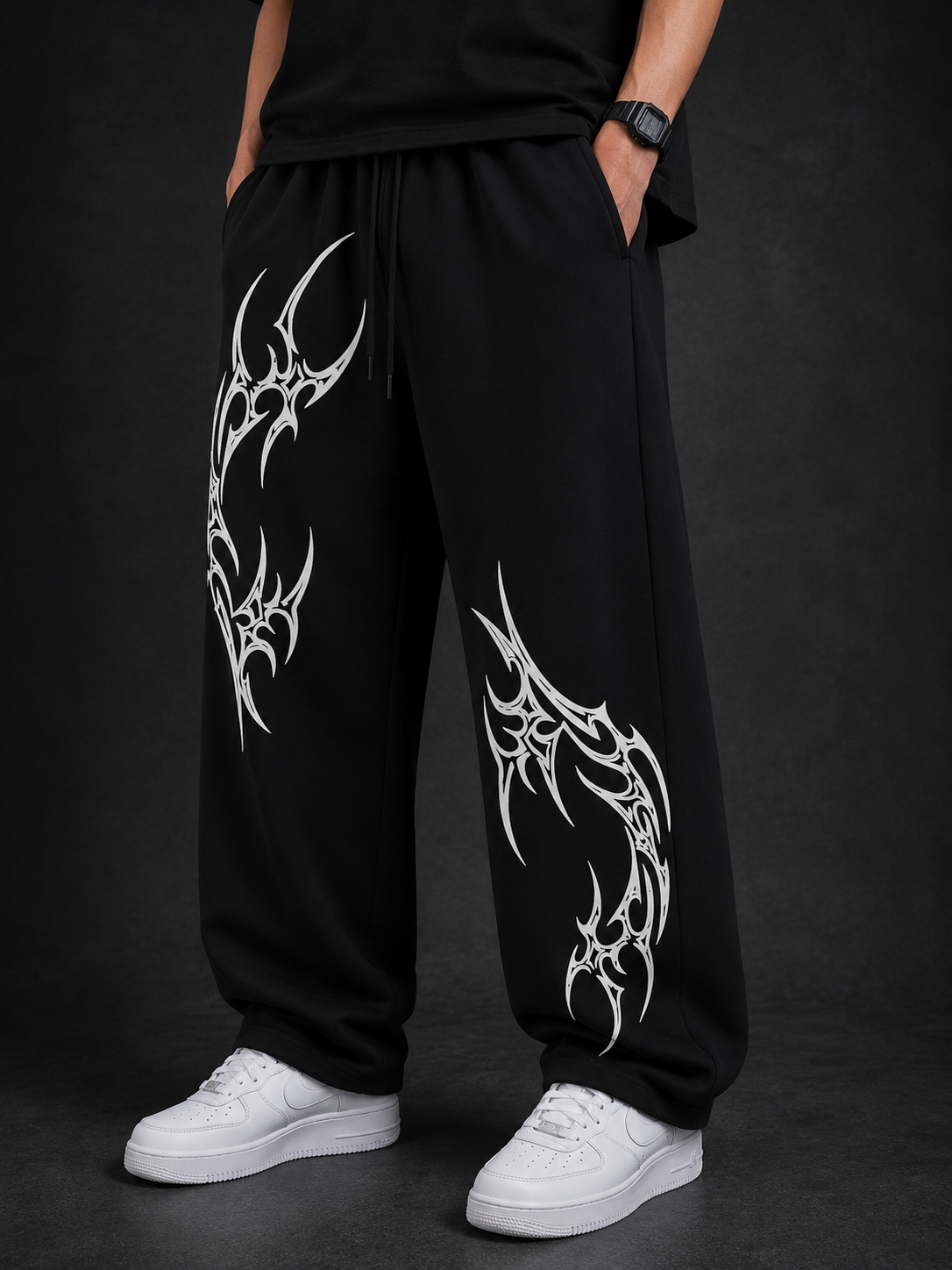 Tribal Flame Wide Leg Joggers